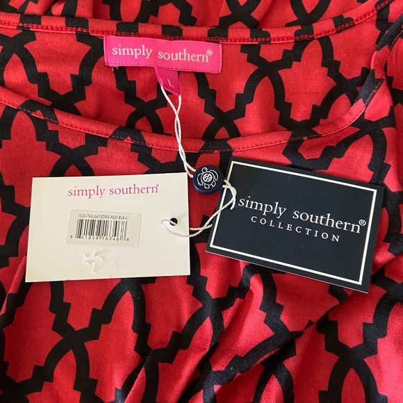 Simply Southern Red and Black Women's Swing Dress Sz Large Pockets Lace New - Picture 7 of 10
